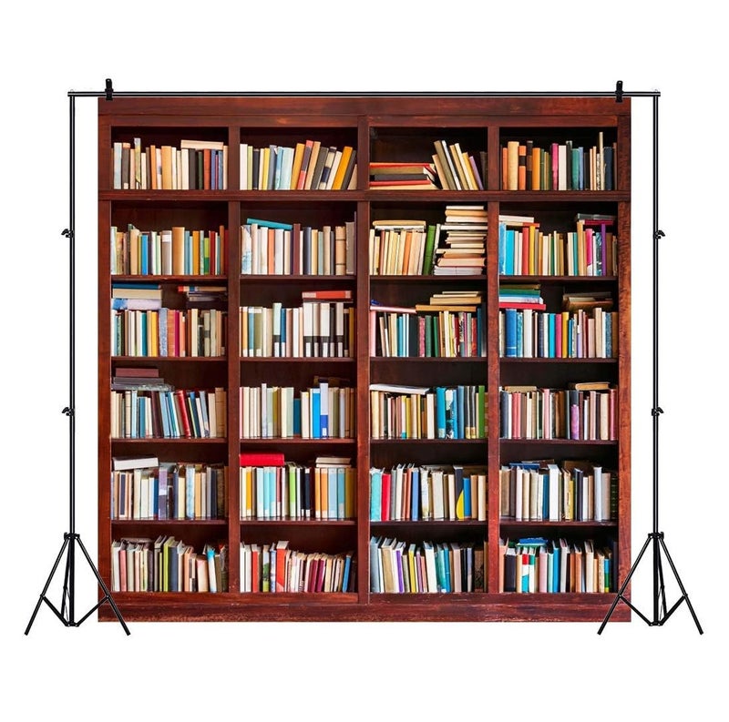 AOFOTO خلفية مكتبة AOFOTO 6x6 قدم لالتقاط الصور خلفية مكتبة المدرسة متجر الكتب فتى فتاة طالب مراهق بورتريه مكتب اجتماع زوم تصوير استوديو دعائم فيديو ستارة ورق حائط سلسة - Image 2